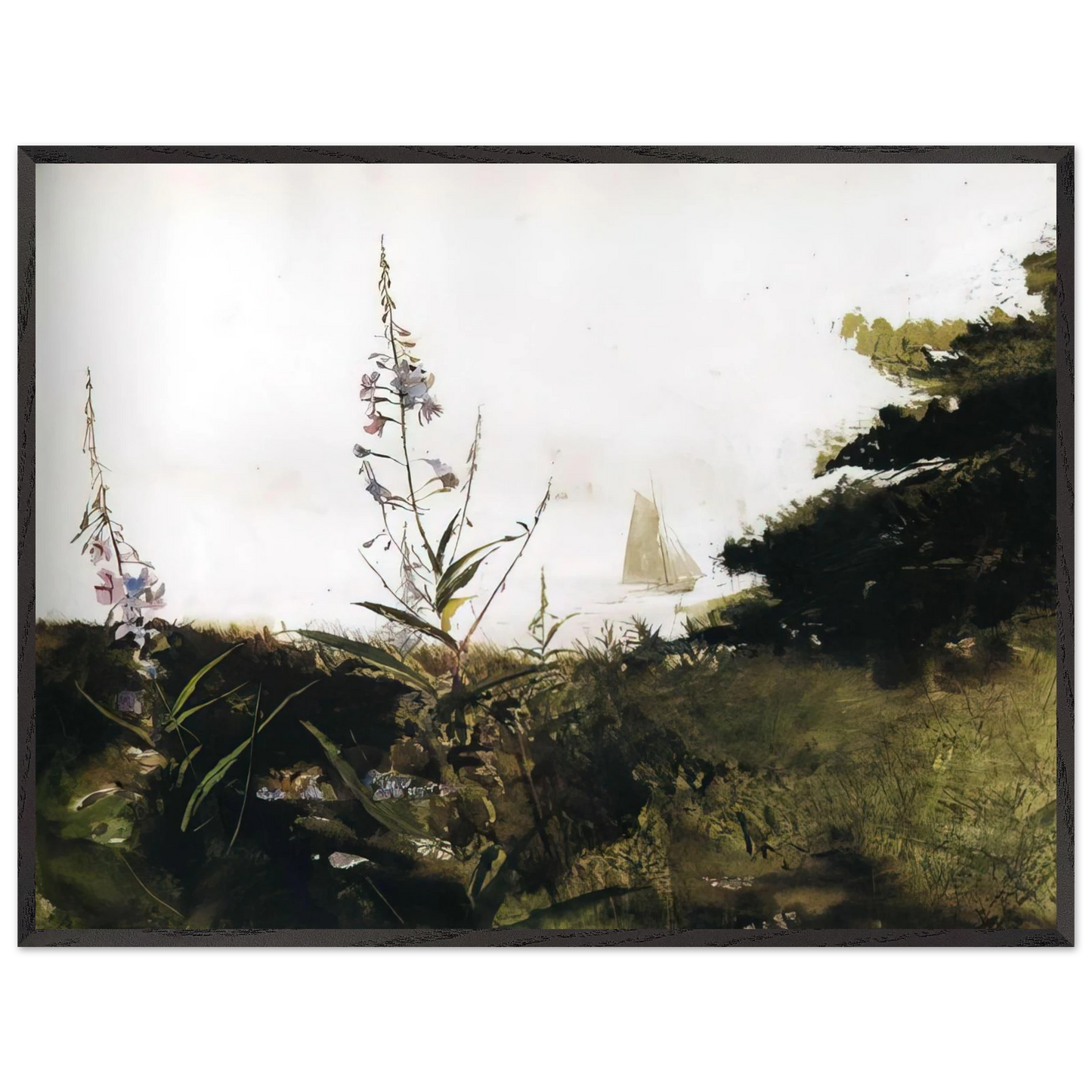Andrew Wyeth - UNDER SAIL Wall Art - 30x40 cm / 12x16 inches - Premium Wooden Framed Poster With Fine Art Paper - Black frame
