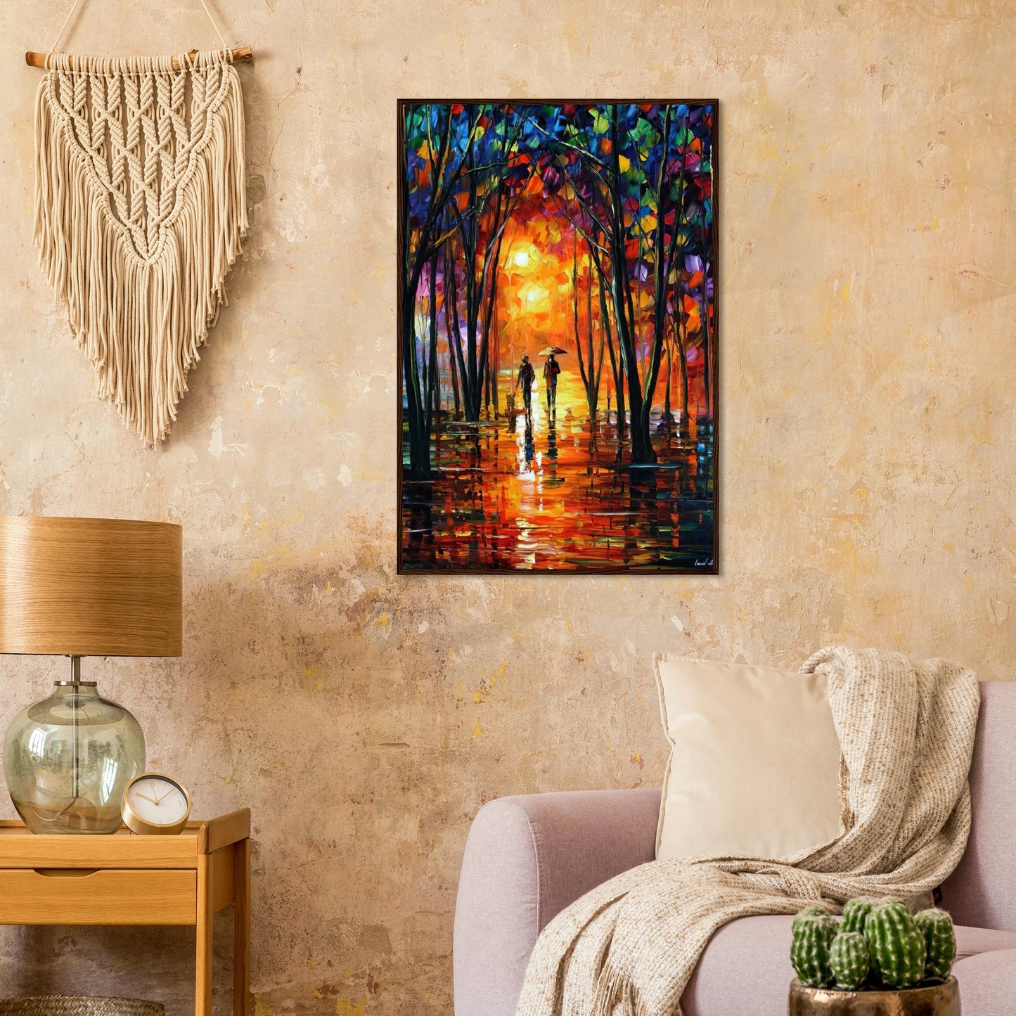 Leonid Afremov Wooden Framed Print - 24x32 inches / 60x80 cm - White frame