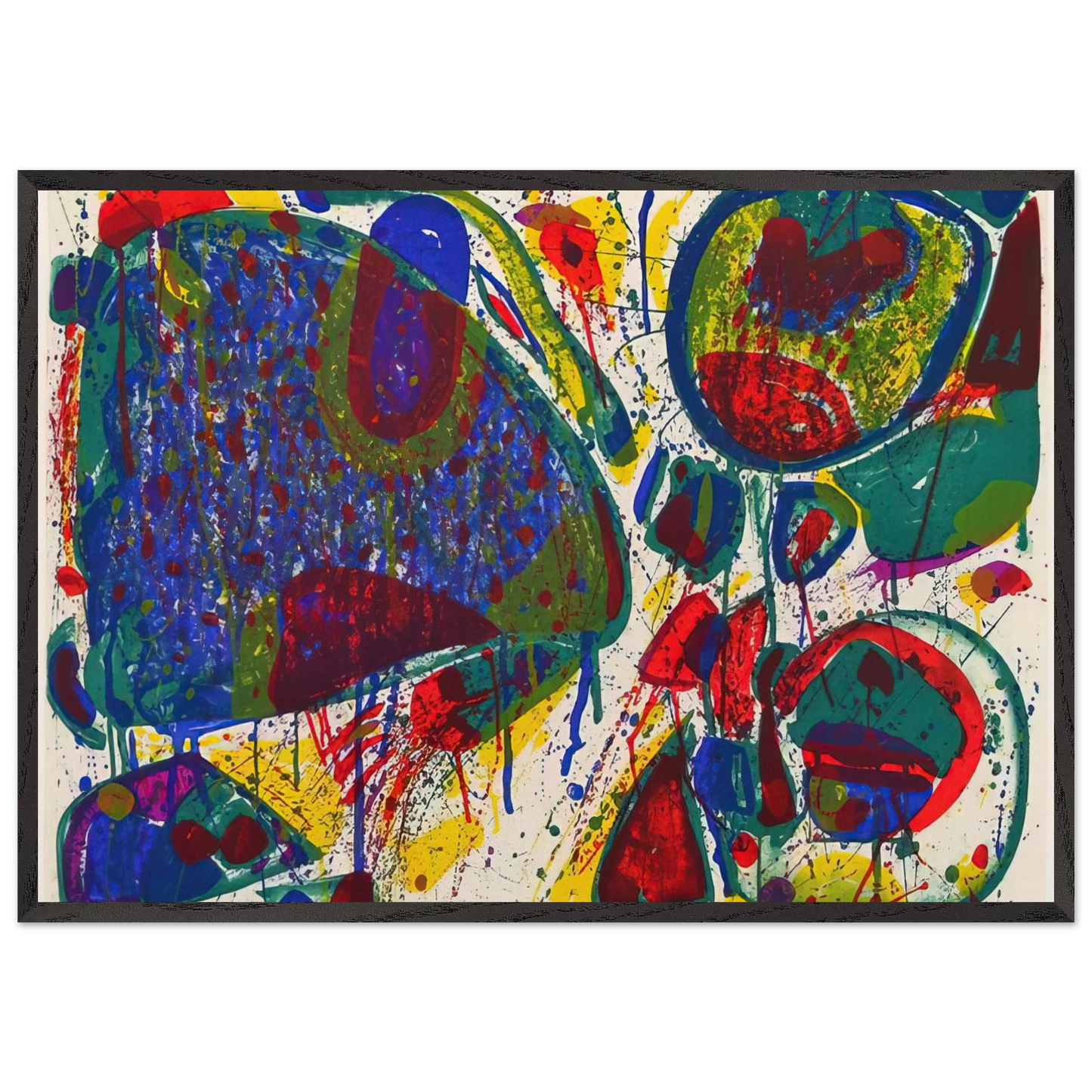 Variant III  from Bright Jade Ghost  - Sam Francis Framed Art Print – Black Wooden Frame - Default Title - -Framed Art Print