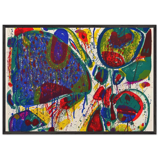 Variant III  from Bright Jade Ghost  - Sam Francis Framed Art Print – Black Wooden Frame - Default Title - -Framed Art Print