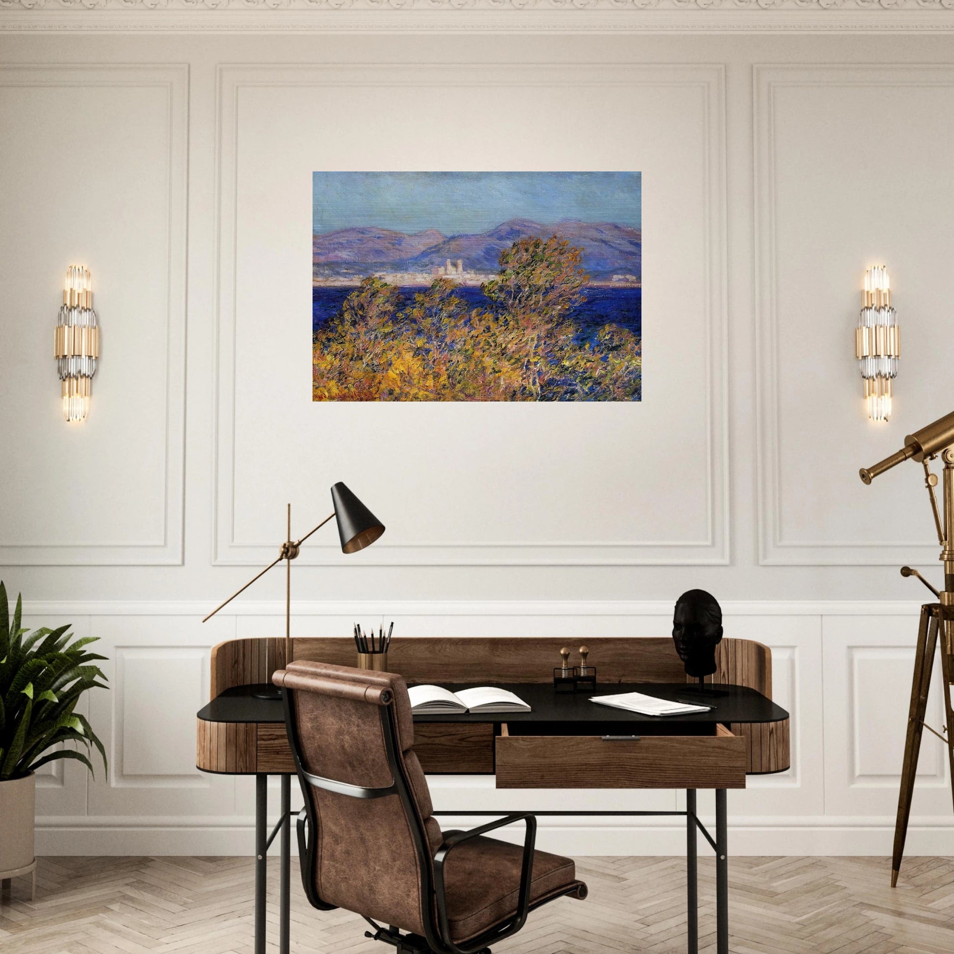 Antibes Seen from the Cape, Mistral Wind - claude monet Brushed Aluminum Print - 70x100 cm / 28x40 inches | claude monet Aluminum Print | claude monet Prints