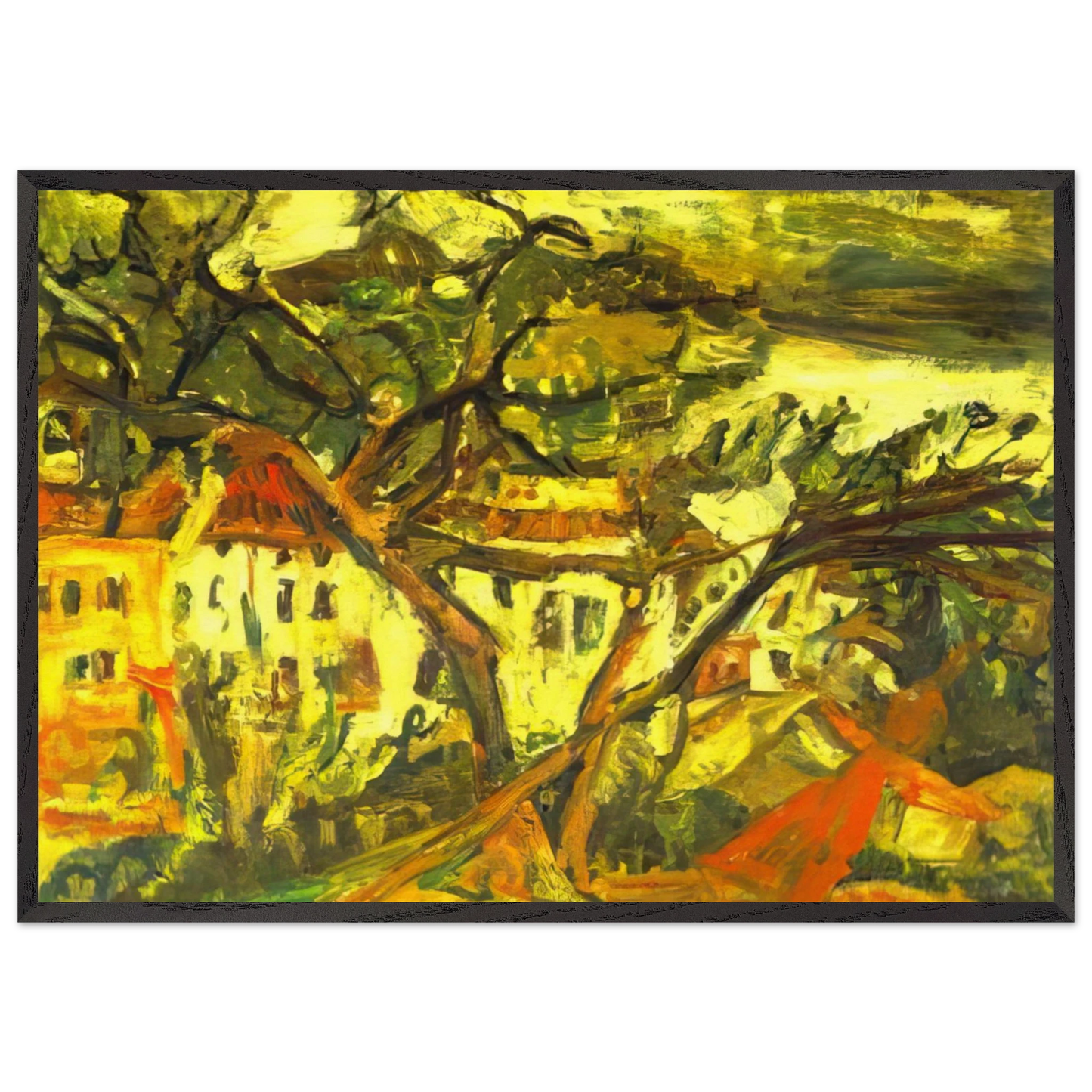 LANDSCAPE OF THE SOUTH OF FRANCE - Chaim Soutine Framed Art Print – Black Wooden Frame - Default Title - -Framed Art Print
