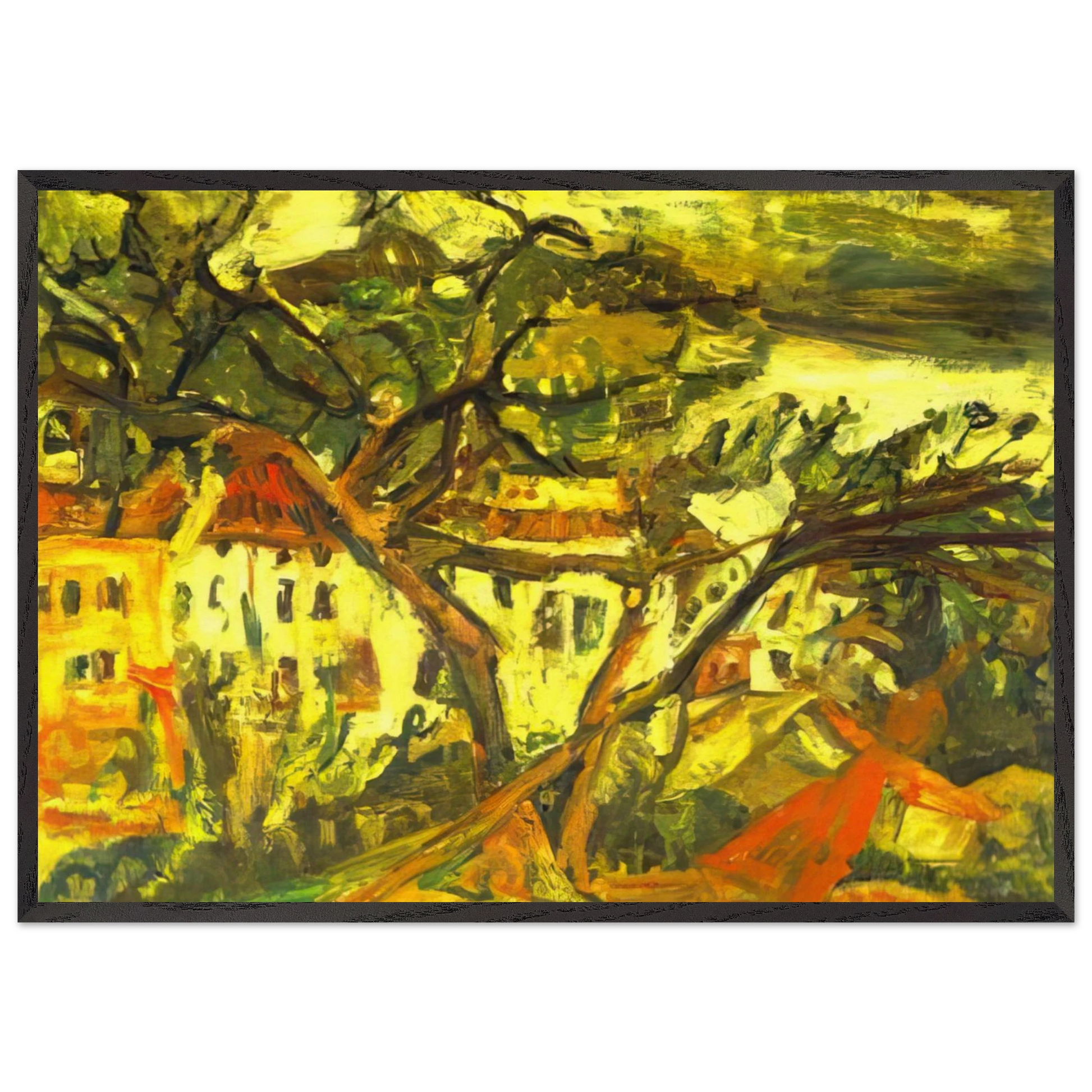 LANDSCAPE OF THE SOUTH OF FRANCE - Chaim Soutine Framed Art Print – Black Wooden Frame - Default Title - -Framed Art Print