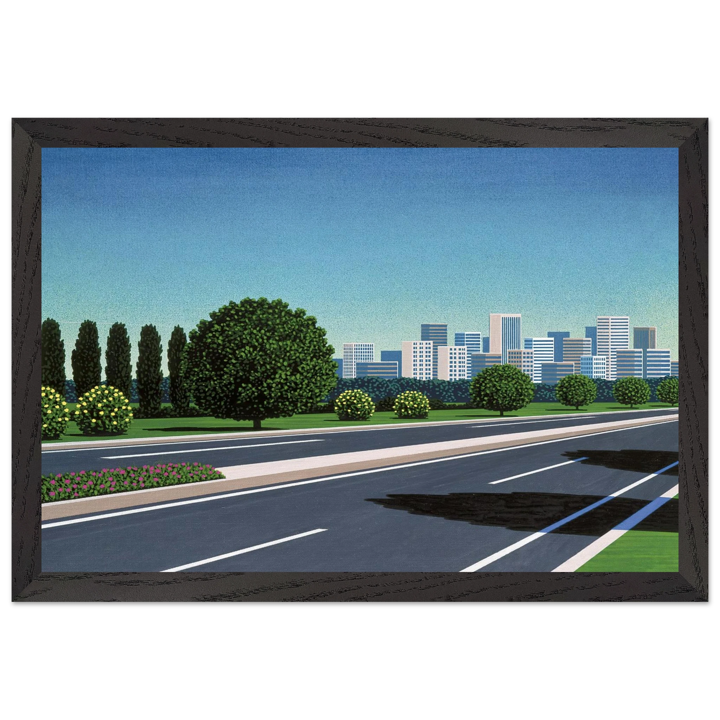 Hiroshi Nagai - City Highway Wall Art - 60x80 cm / 24x32 inches - Fine Art Poster - -