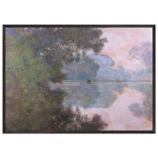Morning on the Seine near Giverny - claude monet 70x100 cm / 28x40 inches Framed Art Print – Black Wooden Frame