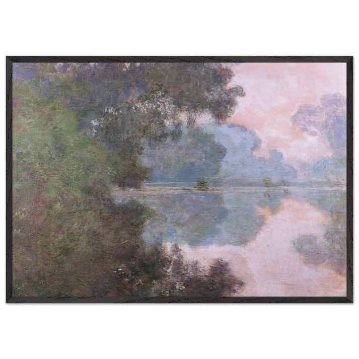 Morning on the Seine near Giverny - claude monet 70x100 cm / 28x40 inches Framed Art Print – Black Wooden Frame