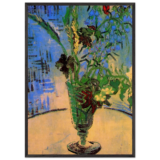 Still Life Glass with Wild Flowers - Vincent van Gogh Framed Art Print – Black Wooden Frame - Default Title - -Framed Art Print