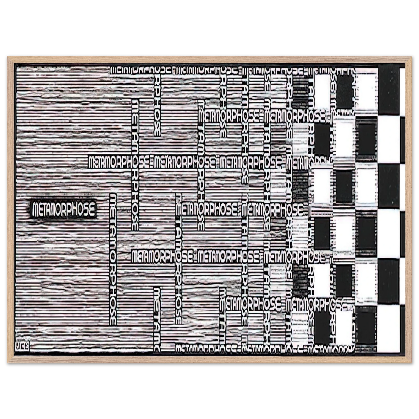 MC Escher - METAMORPHOSIS II EXCERPT 1 Wall Art - 60x80 cm / 24x32 inches - Premium Wooden Framed Poster With Fine Art Paper - White frame