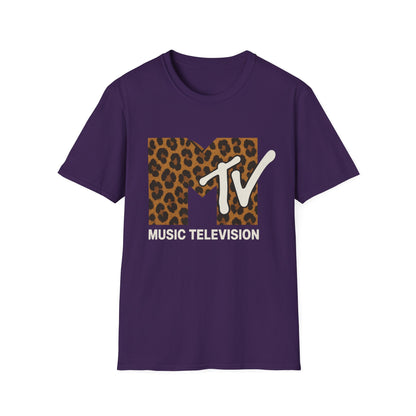 Vintage MTV Cheetah Print Graphic T-Shirt Retro Music Television 80s 90s Throwback Band Tee Unisex Animal Print Rock Shirt