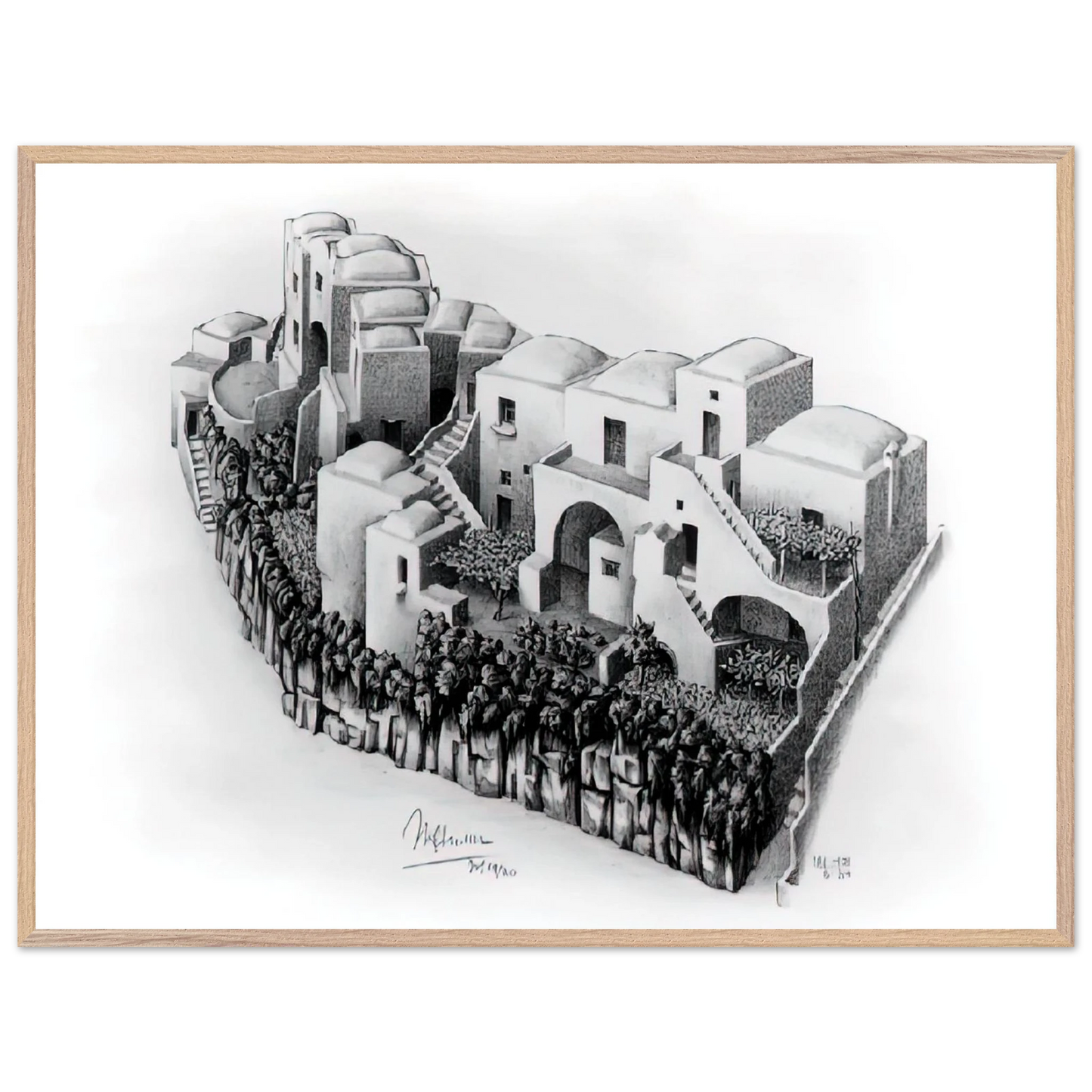 MC Escher - ESCHER (24) Wall Art - 21x29.7 cm / 8x12" - Premium Wooden Framed Poster With Fine Art Paper - White frame