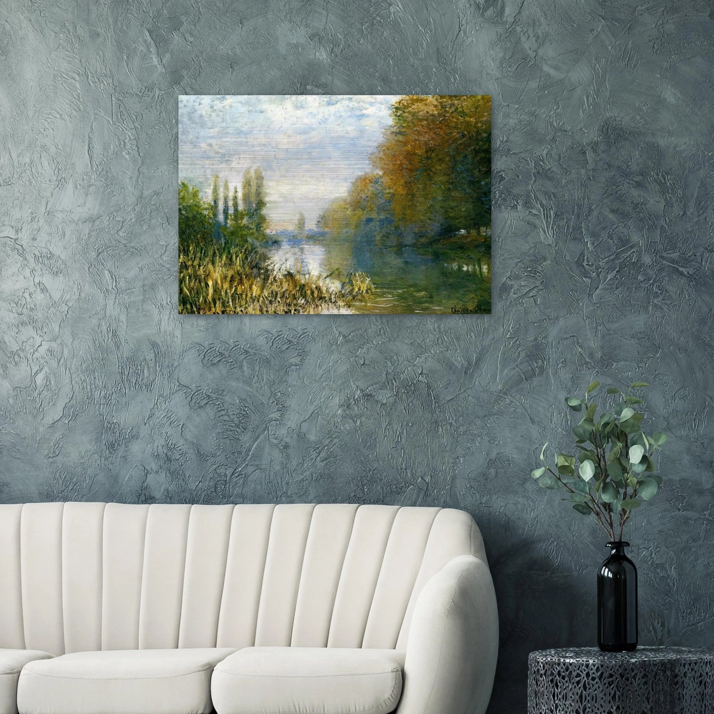 The Banks of The Seine in Autumn - claude monet Brushed Aluminum Print - 70x100 cm / 28x40 inches | claude monet Aluminum Print | claude monet Prints