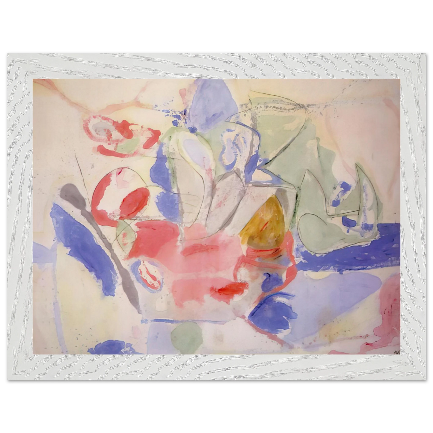 Helen Frankenthaler - Mountains and Sea - 1952 Wall art - 50x70 cm / 20x28 Inches - Premium Wooden Framed Poster With Fine Art Paper - White frame