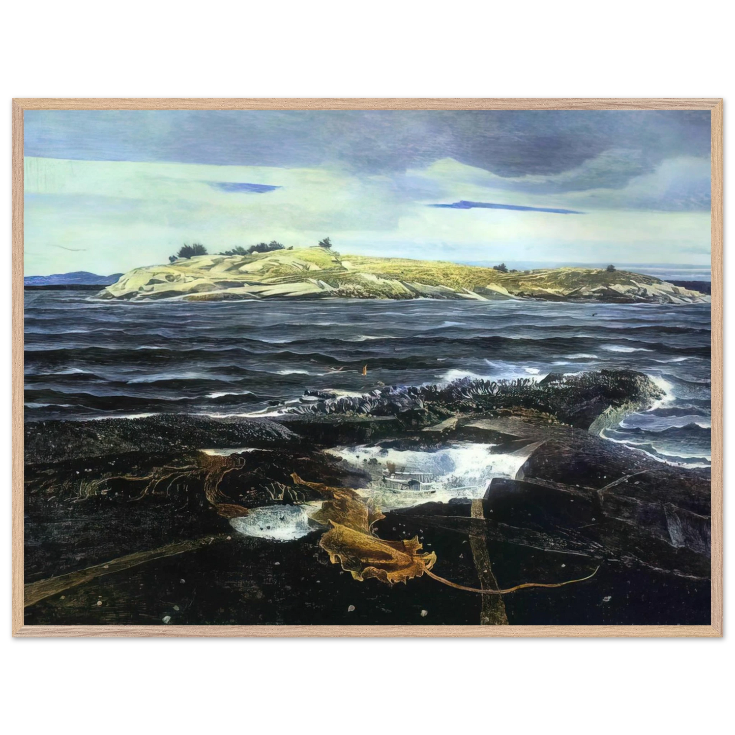 Andrew Wyeth - LITTLE CALDWELLS ISLAND Wall Art - 30x40 cm / 12x16 inches - Premium Wooden Framed Poster With Fine Art Paper - Wood frame