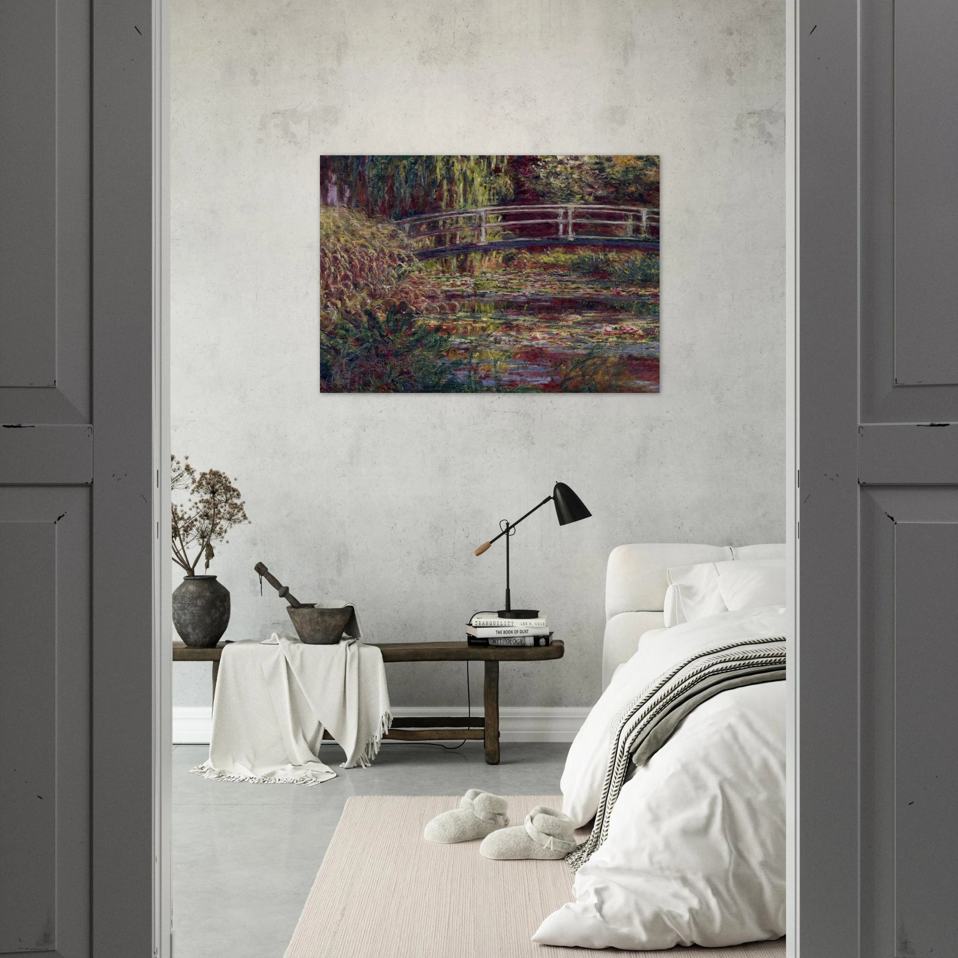 The Japanese Bridge The Water-Lily Pond, Symphony in Rose - claude monet Brushed Aluminum Print - 70x100 cm / 28x40 inches | claude monet Aluminum Print | claude monet Prints