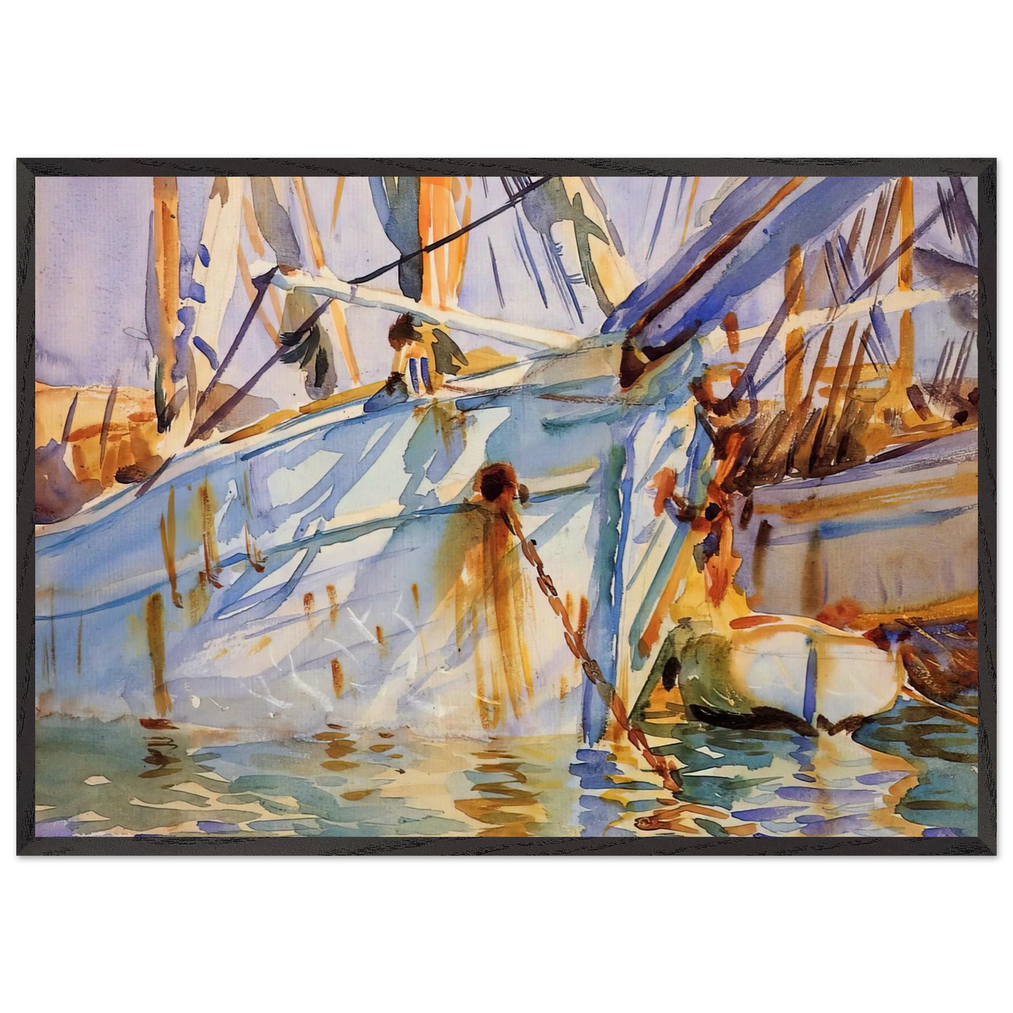 In a Levantine Port - John Singer Sargent Framed Art Print – Black Wooden Frame - Default Title - -Framed Art Print