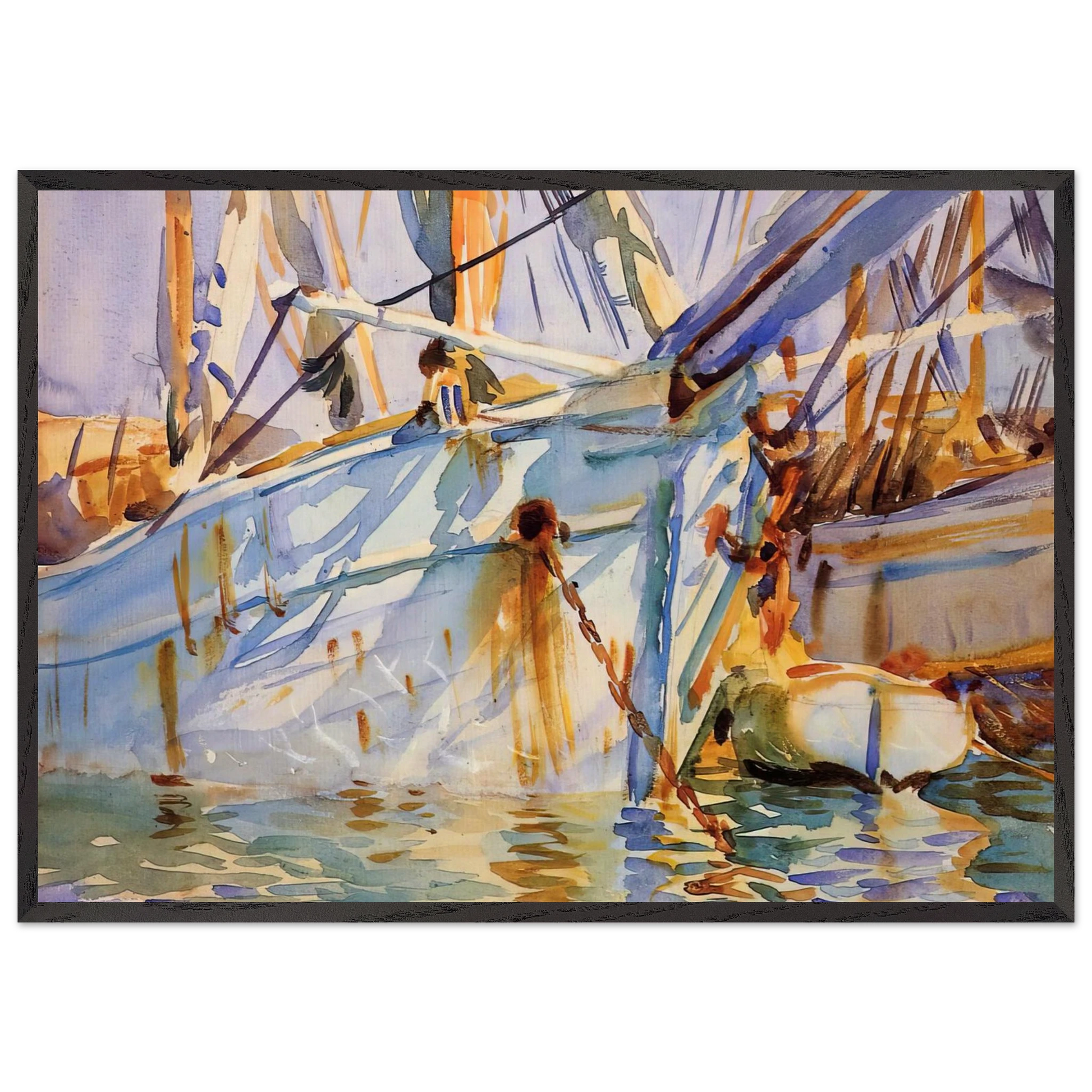 In a Levantine Port - John Singer Sargent Framed Art Print – Black Wooden Frame - Default Title - -Framed Art Print