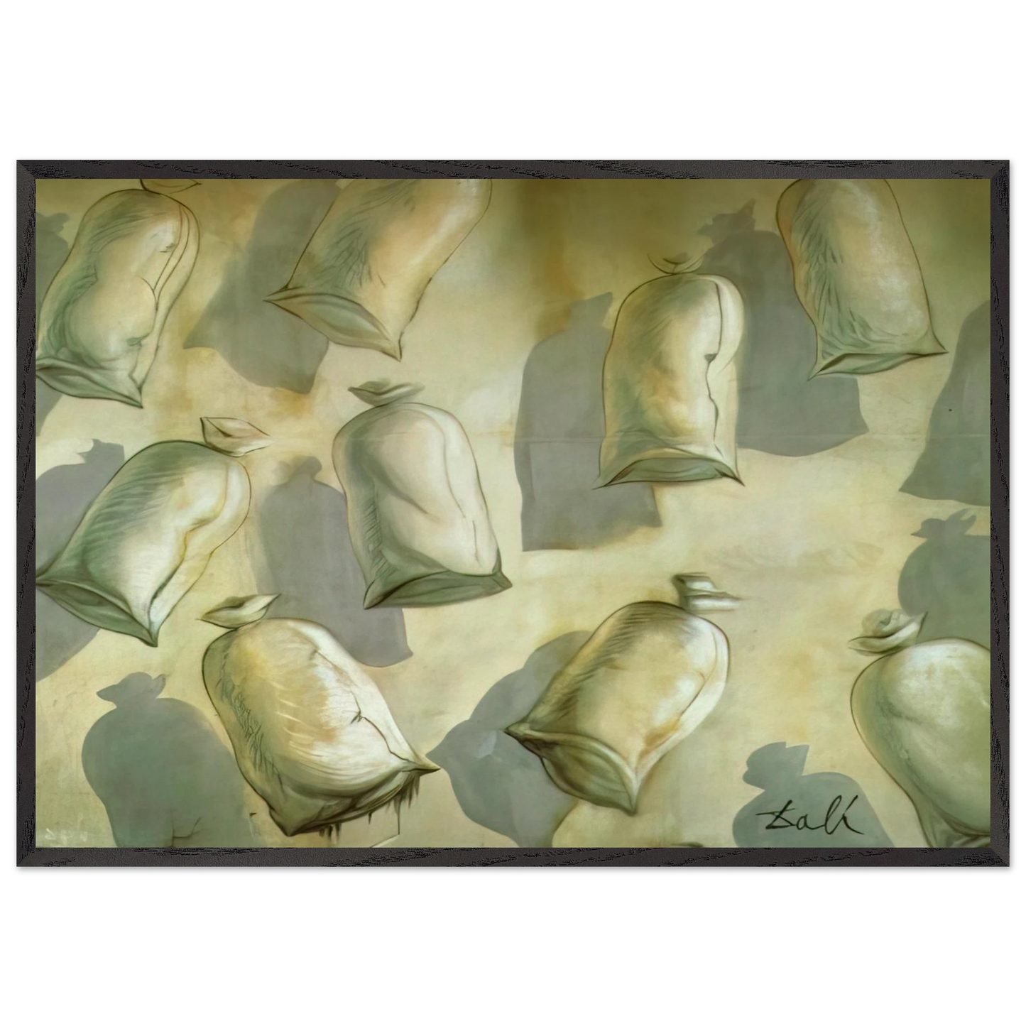 SET DESIGN FOR THE BALLET LOS SACOS DEL MOLINERO 2 - Salvador Dali Framed Art Print – Black Wooden Frame - Default Title - -Framed Art Print