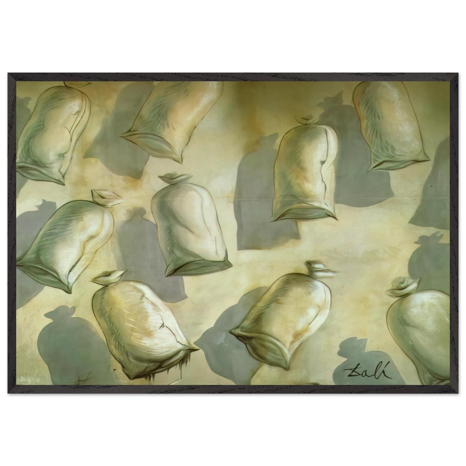 SET DESIGN FOR THE BALLET LOS SACOS DEL MOLINERO 2 - Salvador Dali Framed Art Print – Black Wooden Frame - Default Title - -Framed Art Print