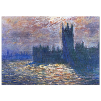 Parliament, Reflections on the Thames - claude monet Brushed Aluminum Print - 70x100 cm / 28x40 inches | claude monet Aluminum Print | claude monet Prints