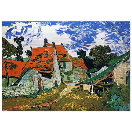 Street in Auvers-sur-Oise - Vincent van Gogh Brushed Aluminum Print - 70x100 cm / 28x40 inches | Vincent van Gogh Aluminum Print | Vincent van Gogh Prints