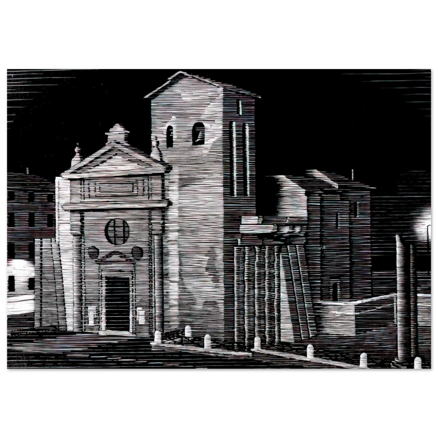 MC Escher - NOCTURNAL ROME Wall Art - 30x40 cm / 12x16 inches - Fine Art Poster - -