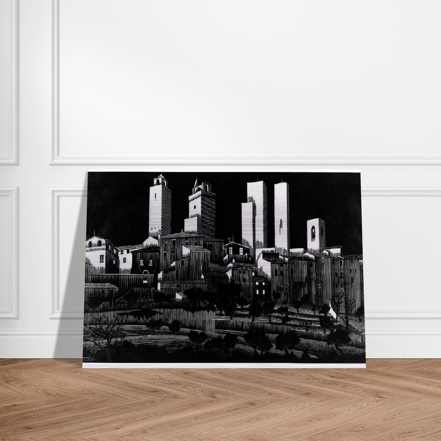 SAN GIMIGNANO - MC Escher Brushed Aluminum Print - 70x100 cm / 28x40 inches | MC Escher Aluminum Print | MC Escher Prints