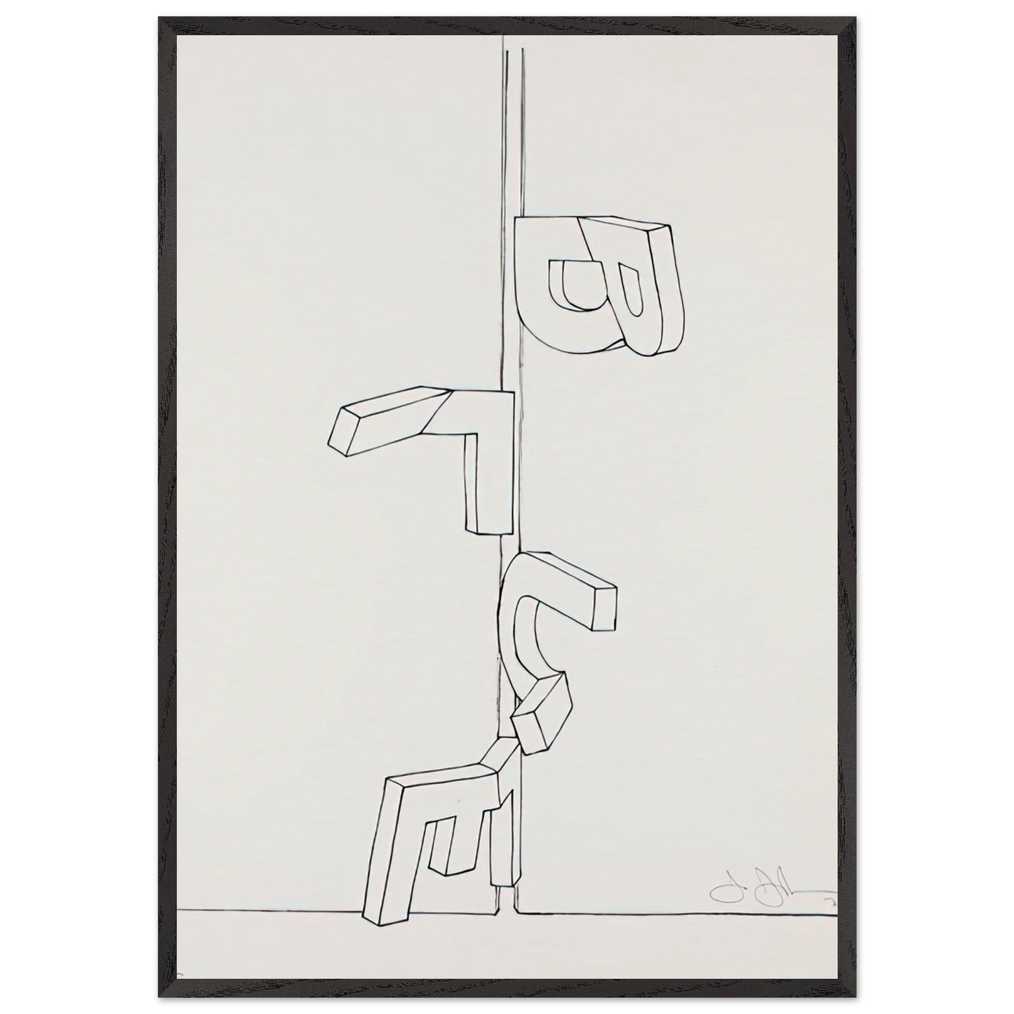 BENT BLUE 1971 - Jasper Johns Framed Art Print – Black Wooden Frame - Default Title - -Framed Art Print