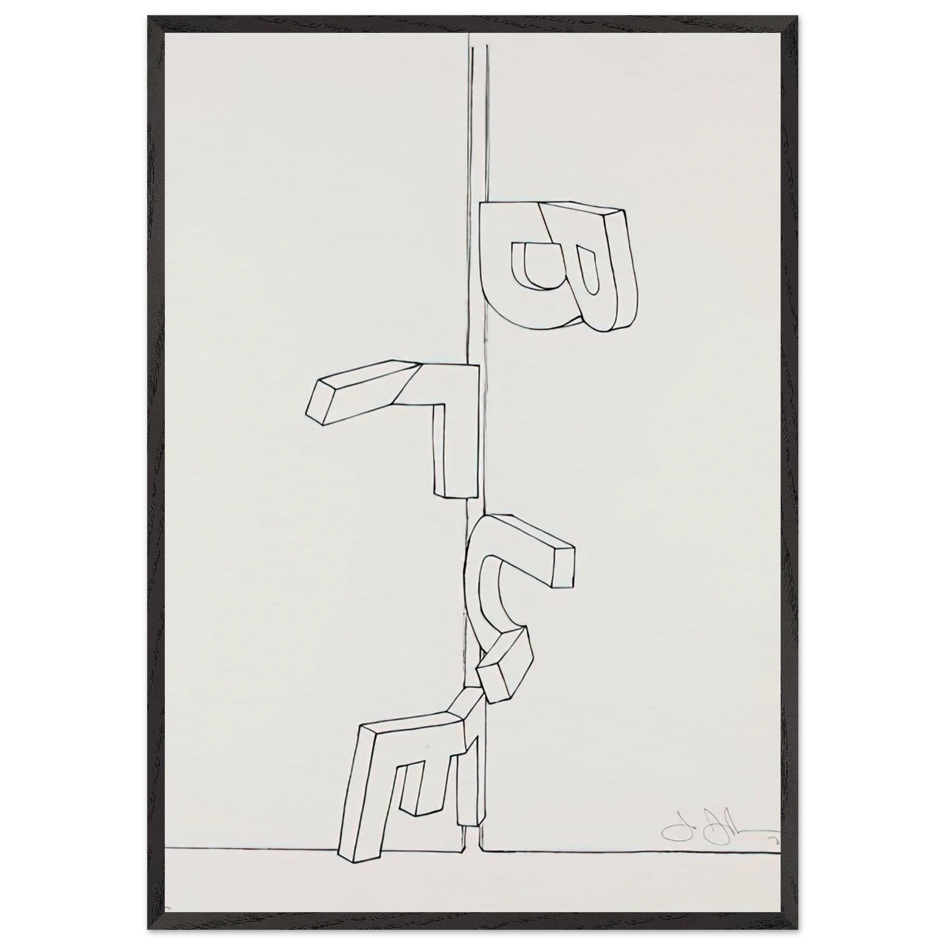 BENT BLUE 1971 - Jasper Johns Framed Art Print – Black Wooden Frame - Default Title - -Framed Art Print