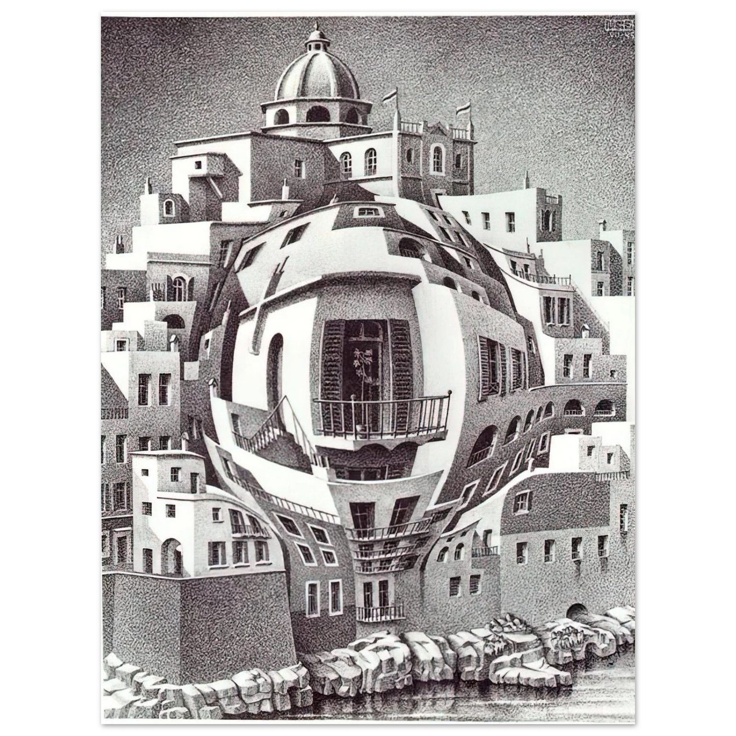 MC Escher - BALCONY Wall Art - 21x29.7 cm / 8x12" - Fine Art Poster - -