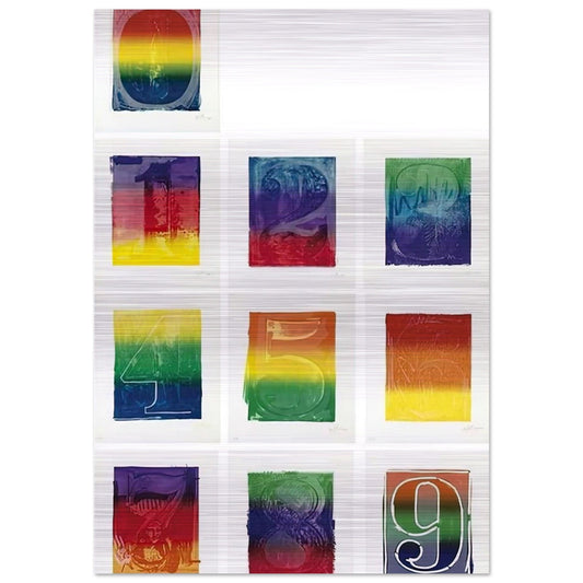 COLOR NUMERAL SERIES ULAE 59 68 1969 - Jasper Johns Brushed Aluminum Print - 70x100 cm / 28x40 inches | Jasper Johns Aluminum Print | Jasper Johns Prints