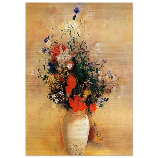 FLOWERS IN A BLUE VASE - Odilon Redon Brushed Aluminum Print - 70x100 cm / 28x40 inches | Odilon Redon Aluminum Print | Odilon Redon Prints