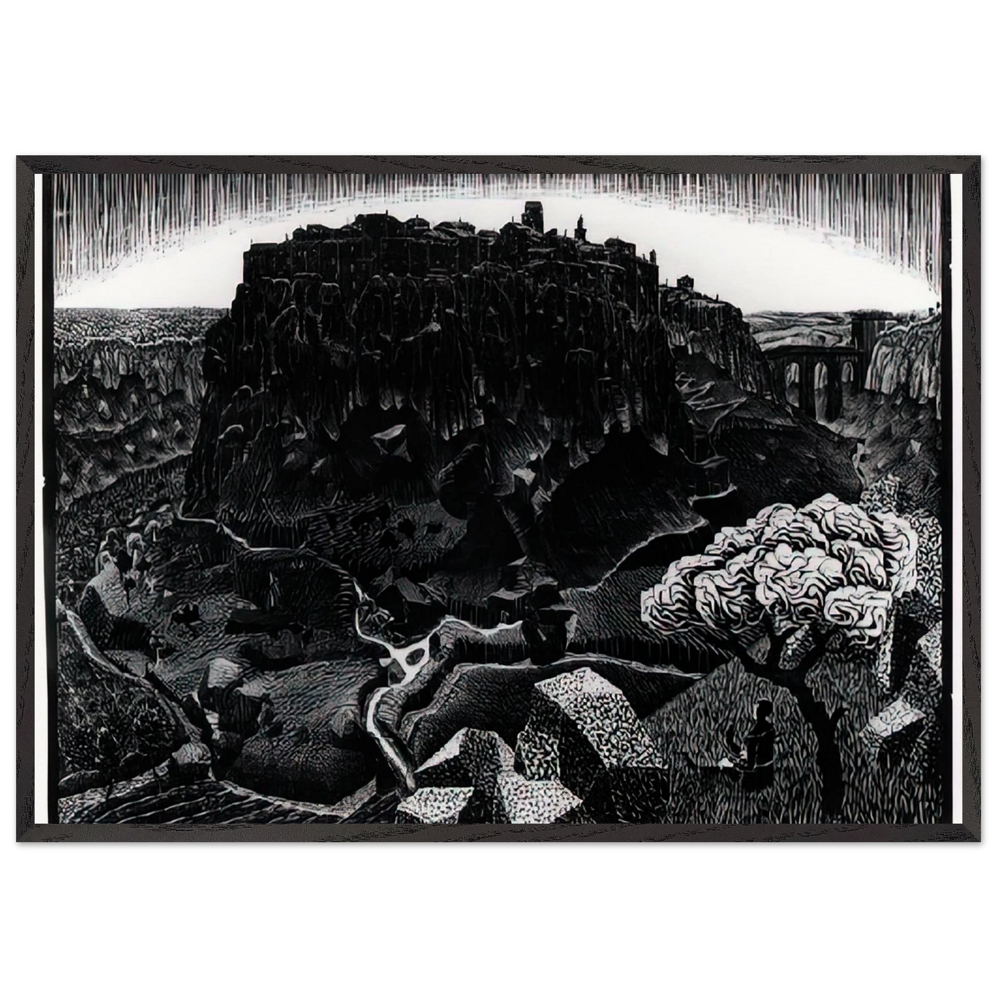 VITORCHIANO NEL CIMINO - MC Escher Framed Art Print – Black Wooden Frame - Default Title - -Framed Art Print