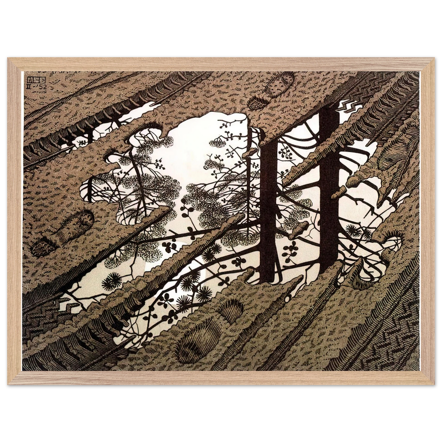 MC Escher - PUDDLE Wall Art - 30x40 cm / 12x16 inches - Fine Art Poster - -