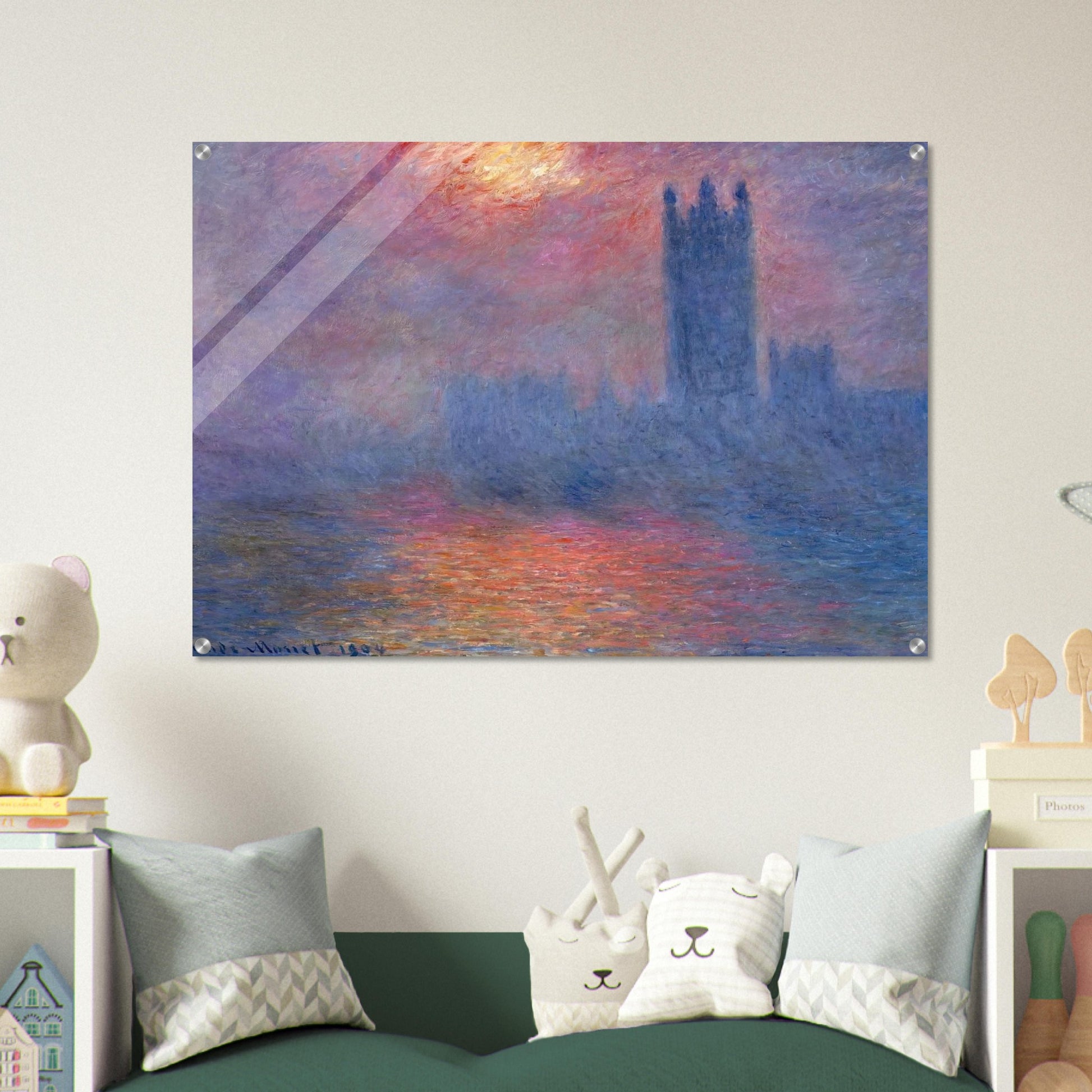 Houses of Parliament, London, Sun Breaking Through - claude monet Acrylic Print - 70x100 cm / 28x40″ inches