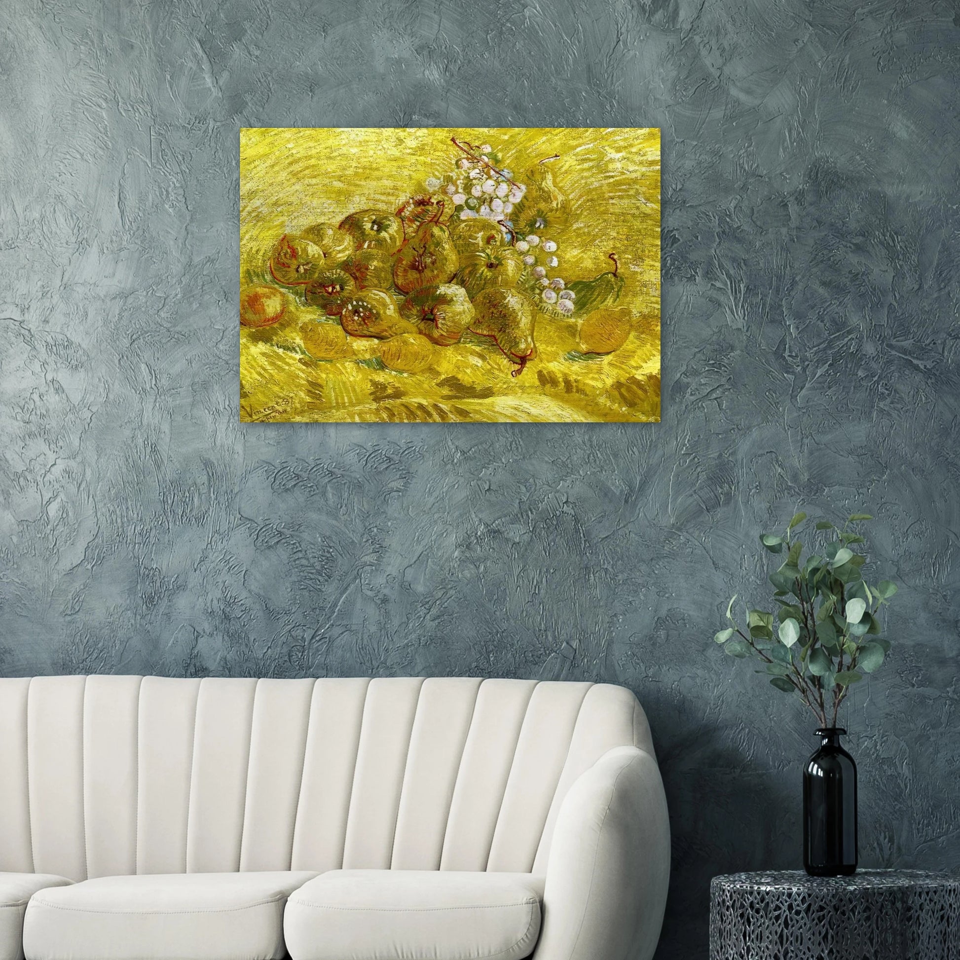 Still life with grapes,pears and lemons - Vincent van Gogh Brushed Aluminum Print - 70x100 cm / 28x40 inches | Vincent van Gogh Aluminum Print | Vincent van Gogh Prints