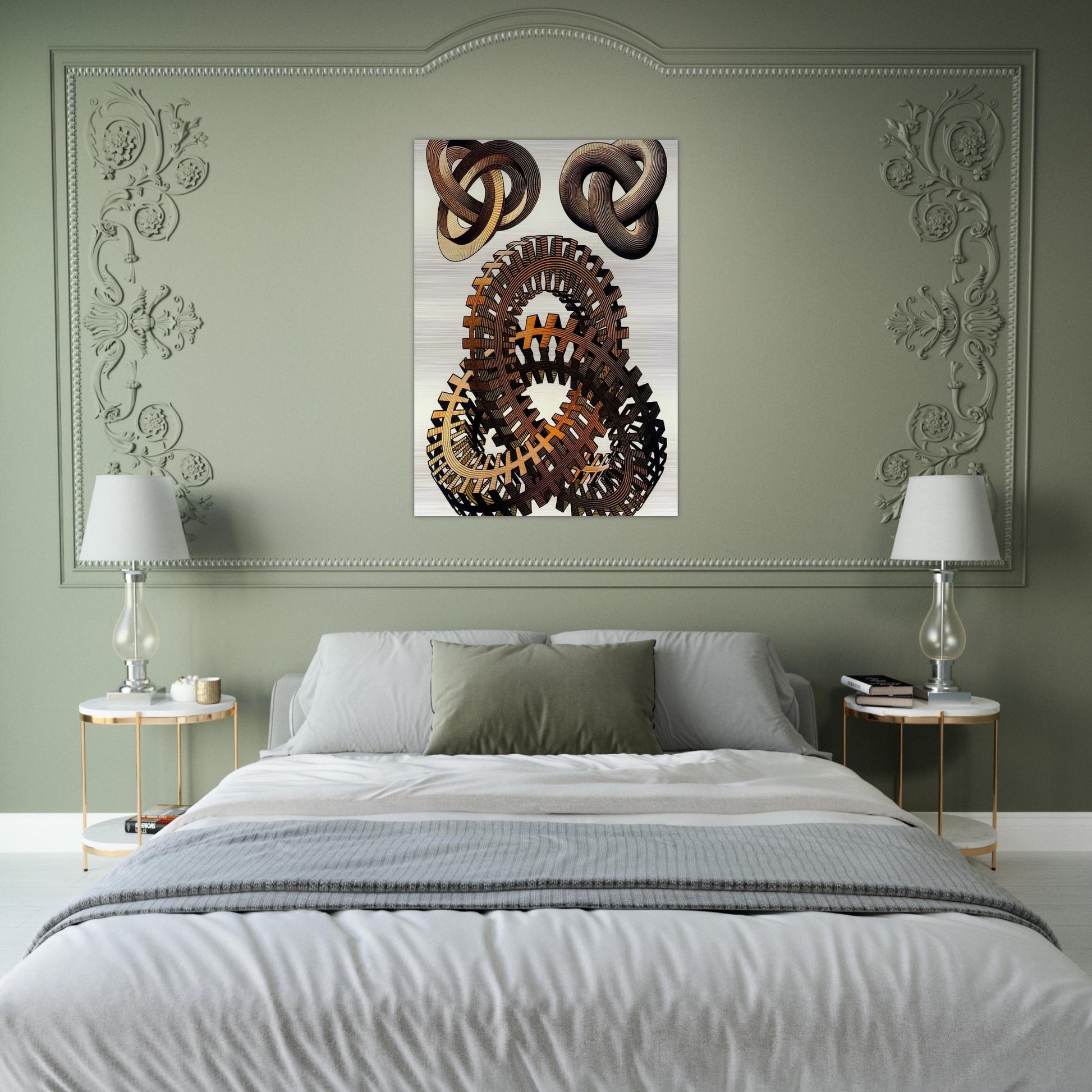 KNOTS COLOUR - MC Escher Brushed Aluminum Print - 70x100 cm / 28x40 inches | MC Escher Aluminum Print | MC Escher Prints