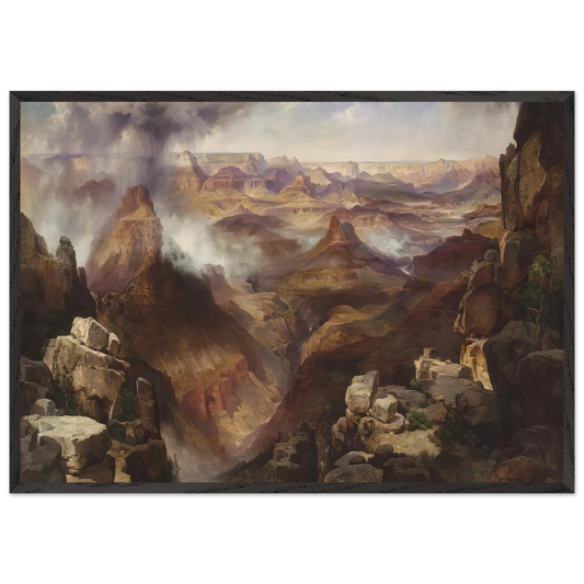 Grand Canyon of the Colorado River - Thomas Moran 70x100 cm / 28x40 inches Framed Art Print – Black Wooden Frame