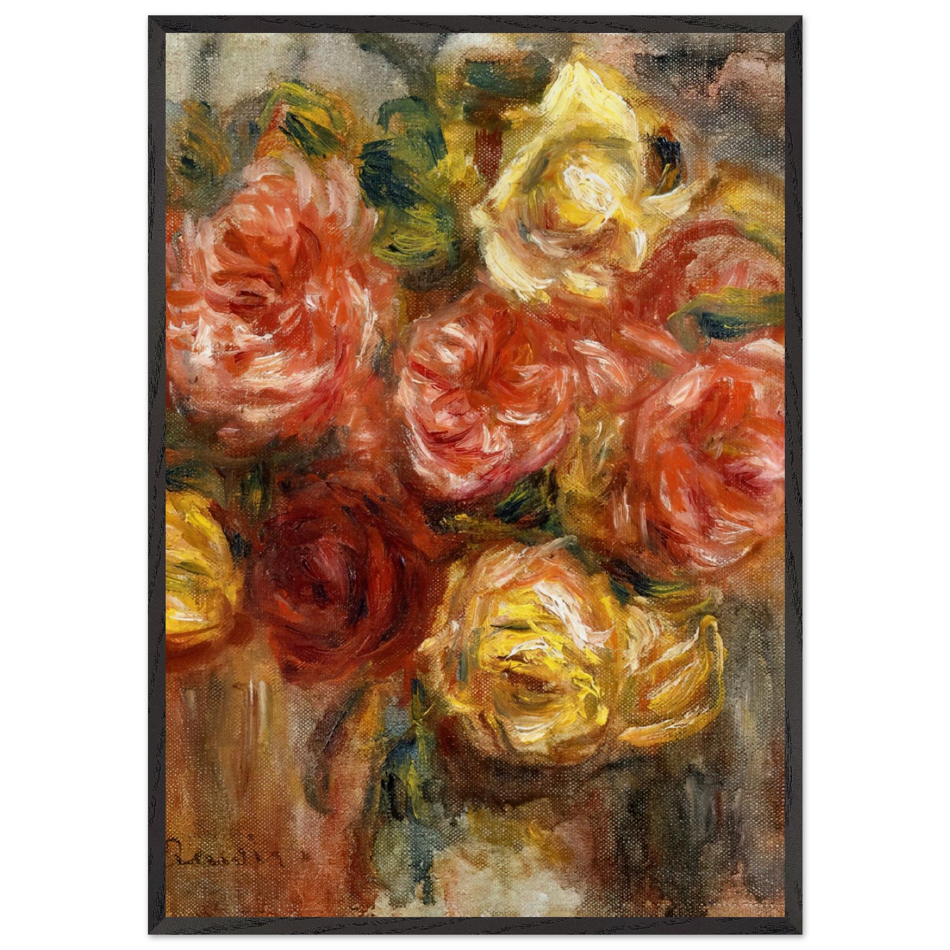 Bouquet of Roses in a Vase - Pierre-Auguste Renoir Framed Art Print – Black Wooden Frame - Default Title - -Framed Art Print
