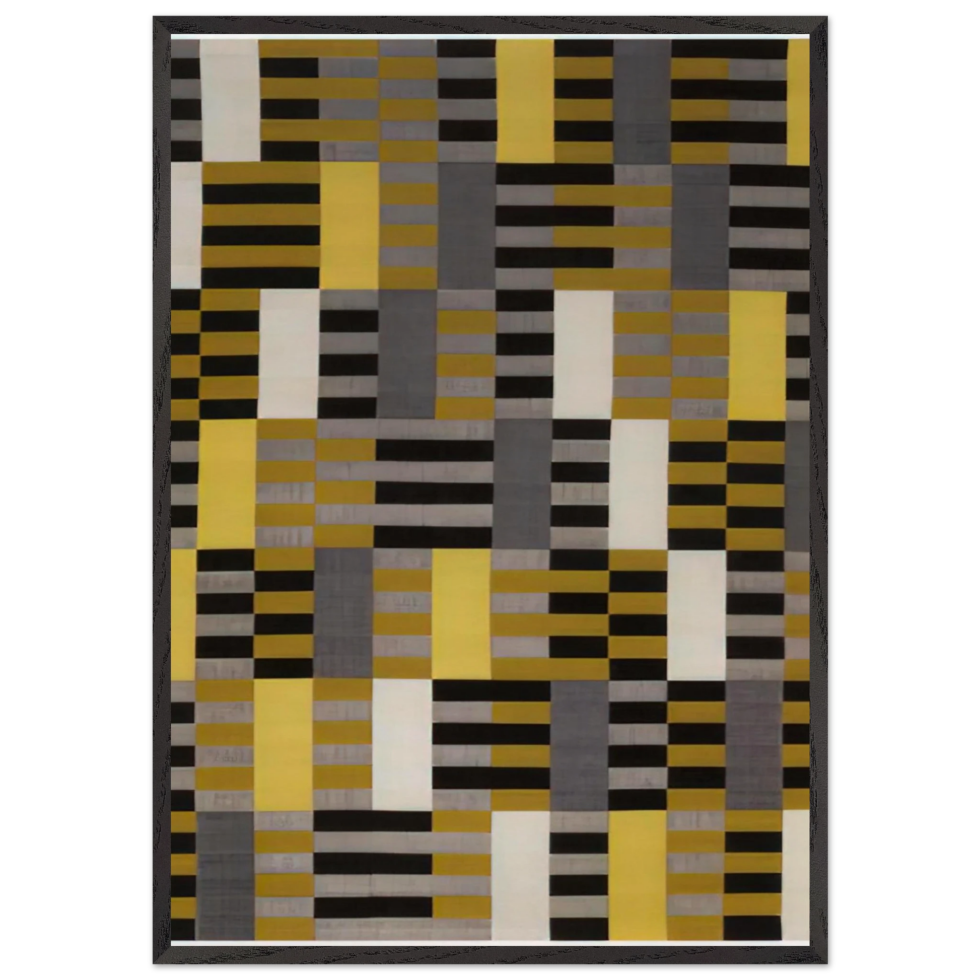 BLACK WHITE YELLOW 1926 - Anni Albers Framed Art Print – Black Wooden Frame - Default Title - -Framed Art Print