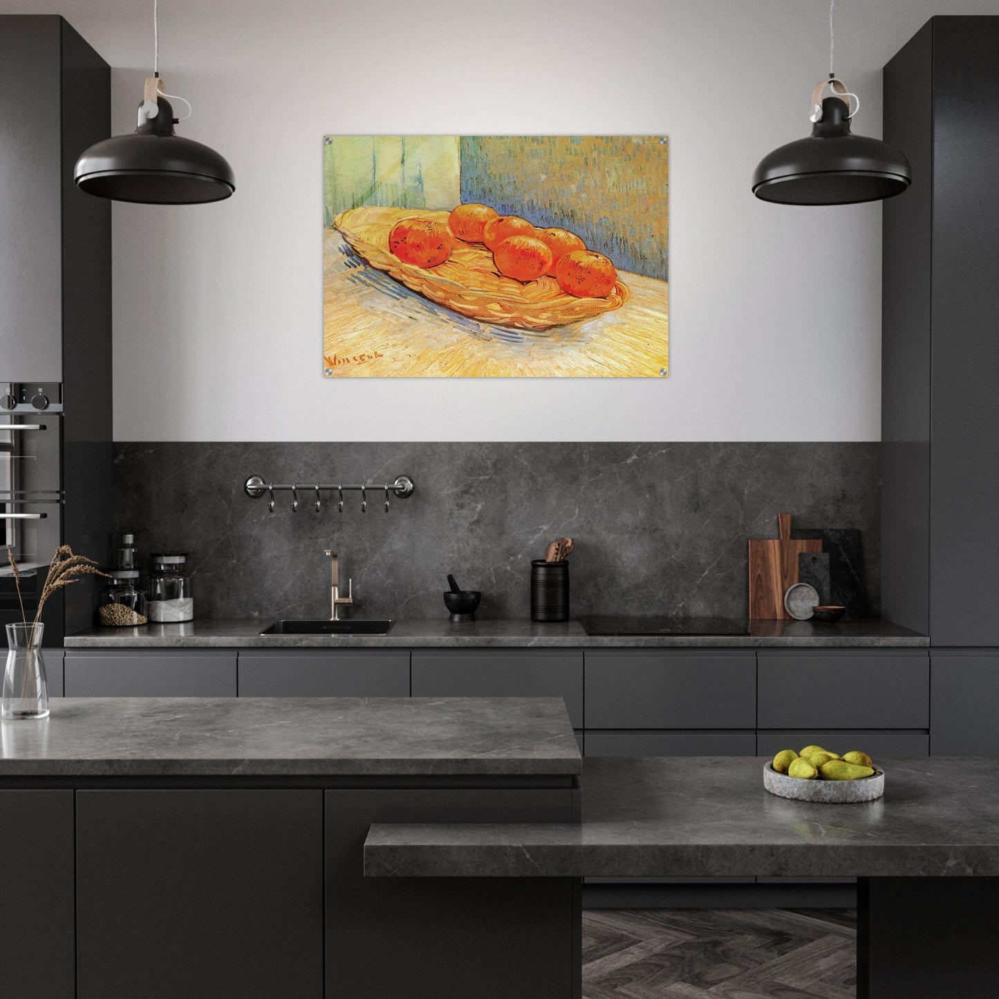 Still Life with Basket and Six Oranges - Vincent van Gogh Acrylic Print - 70x100 cm / 28x40″ inches
