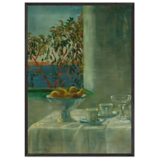 STILL LIFE BY A WINDOW - Salvador Dali Framed Art Print – Black Wooden Frame - Default Title - -Framed Art Print