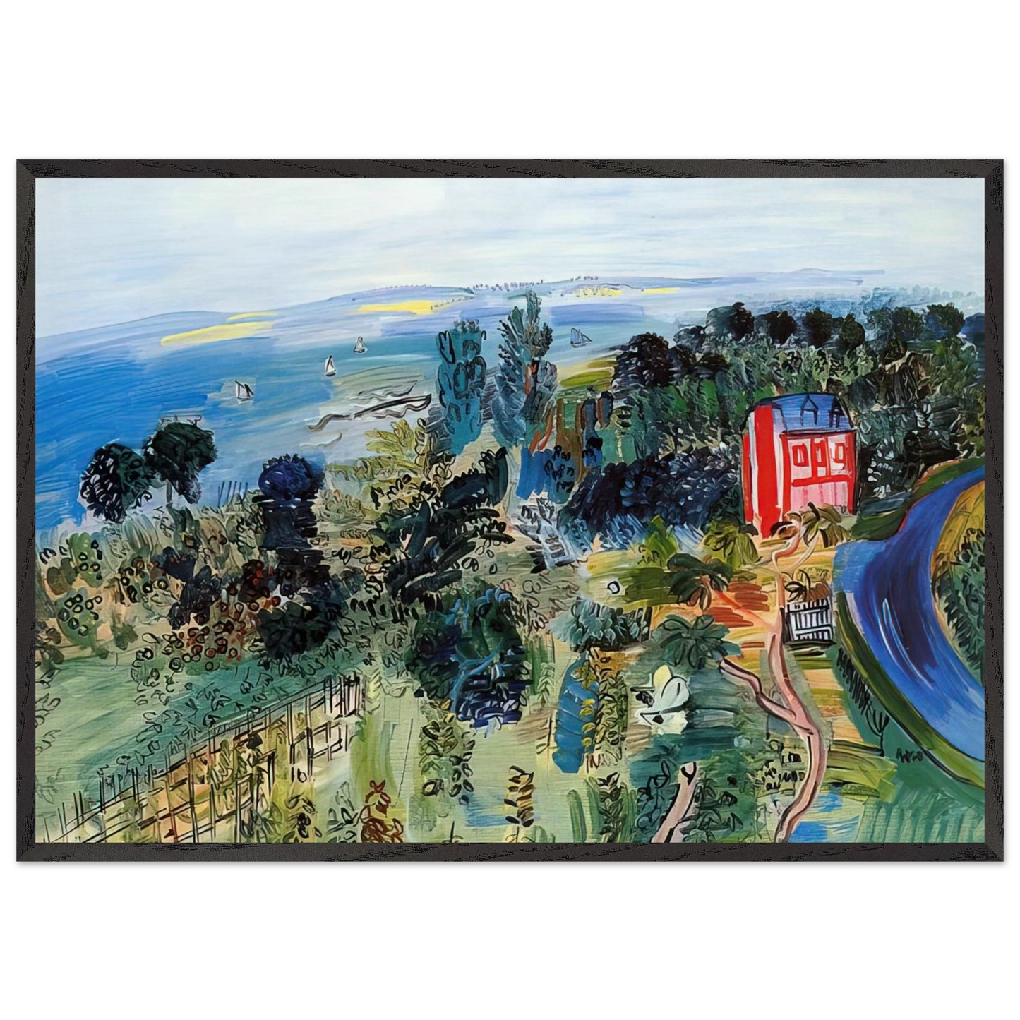 VILLERVILLE - Raoul Dufy Framed Art Print – Black Wooden Frame - Default Title - -Framed Art Print