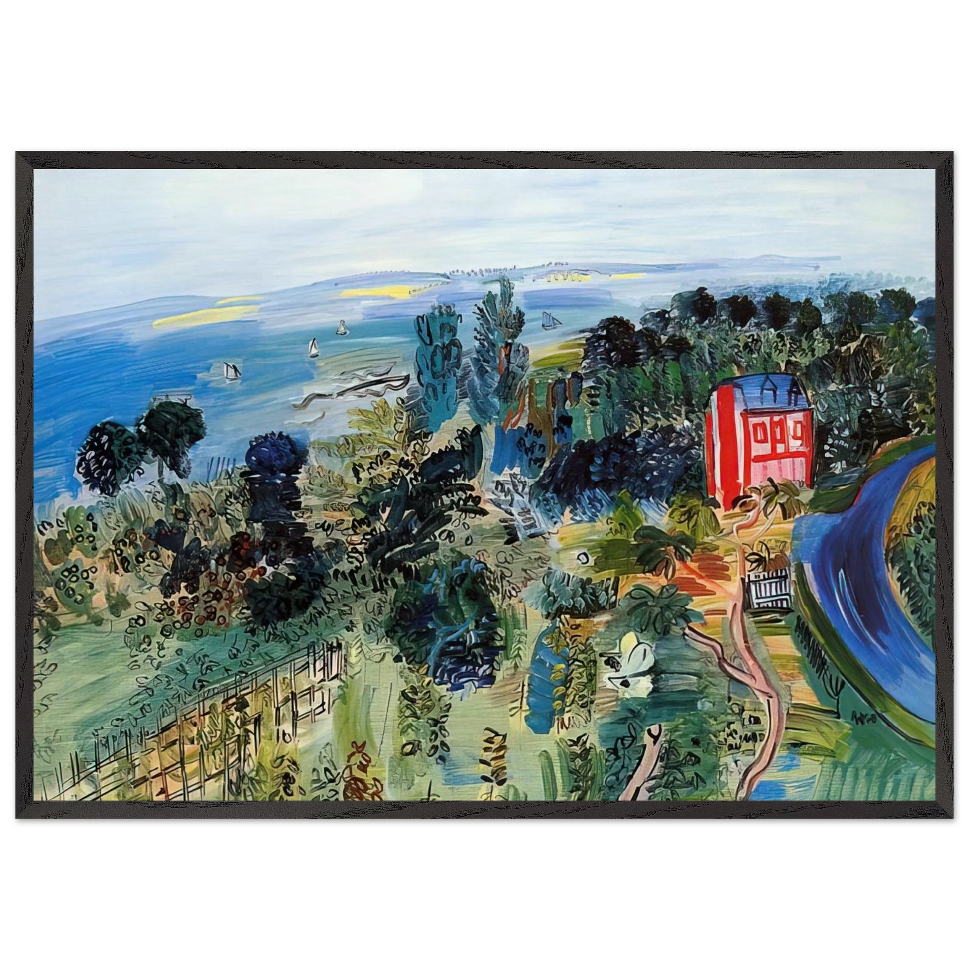 VILLERVILLE - Raoul Dufy Framed Art Print – Black Wooden Frame - Default Title - -Framed Art Print