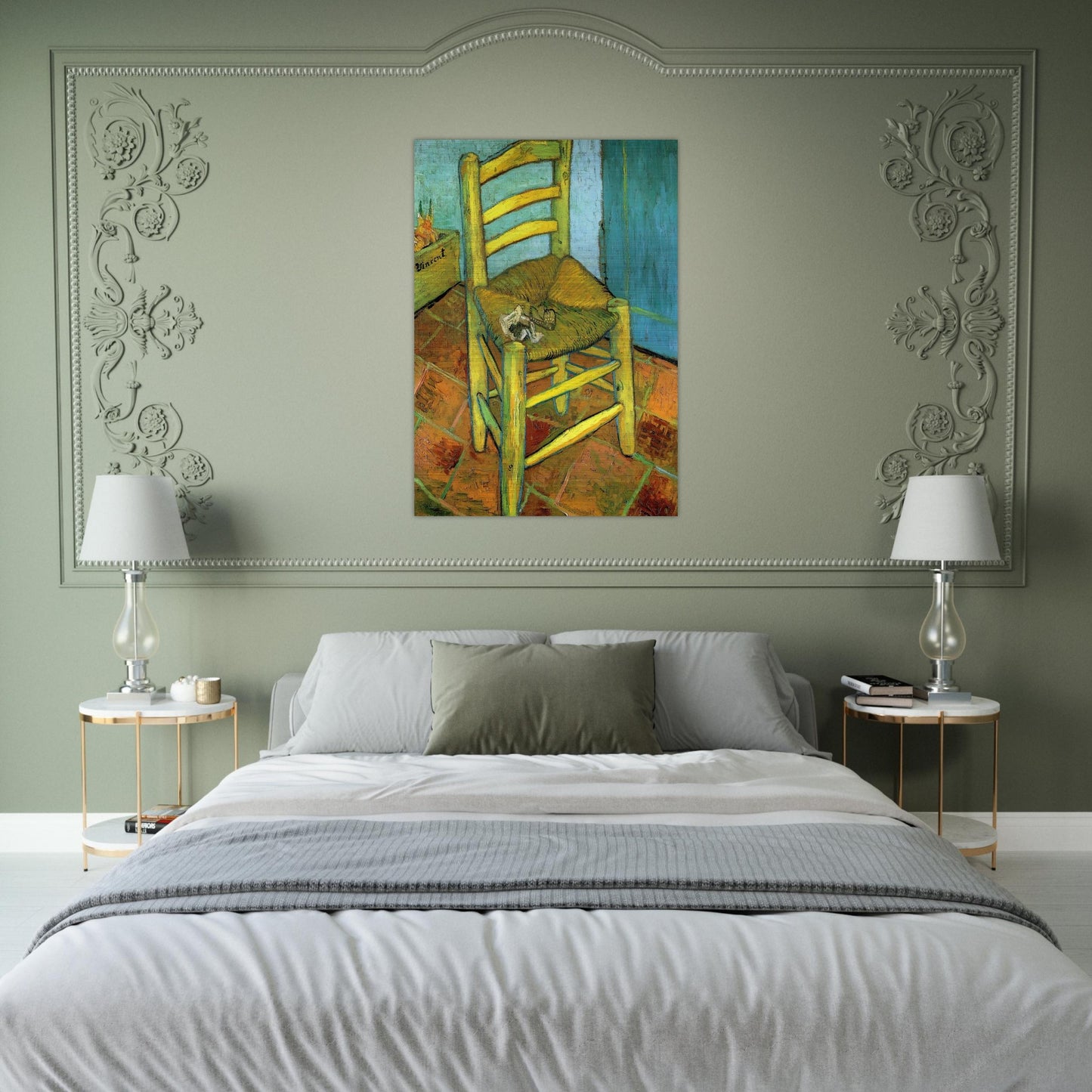 Van Gogh's Chair - Vincent van Gogh Brushed Aluminum Print - 70x100 cm / 28x40 inches | Vincent van Gogh Aluminum Print | Vincent van Gogh Prints
