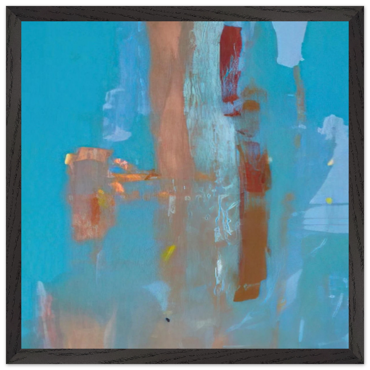 Helen Frankenthaler - In on Blue - 1976 Wall art - 28x43  cm / XL (11x17 inches) - Premium Wooden Framed Poster With Fine Art Paper - White frame