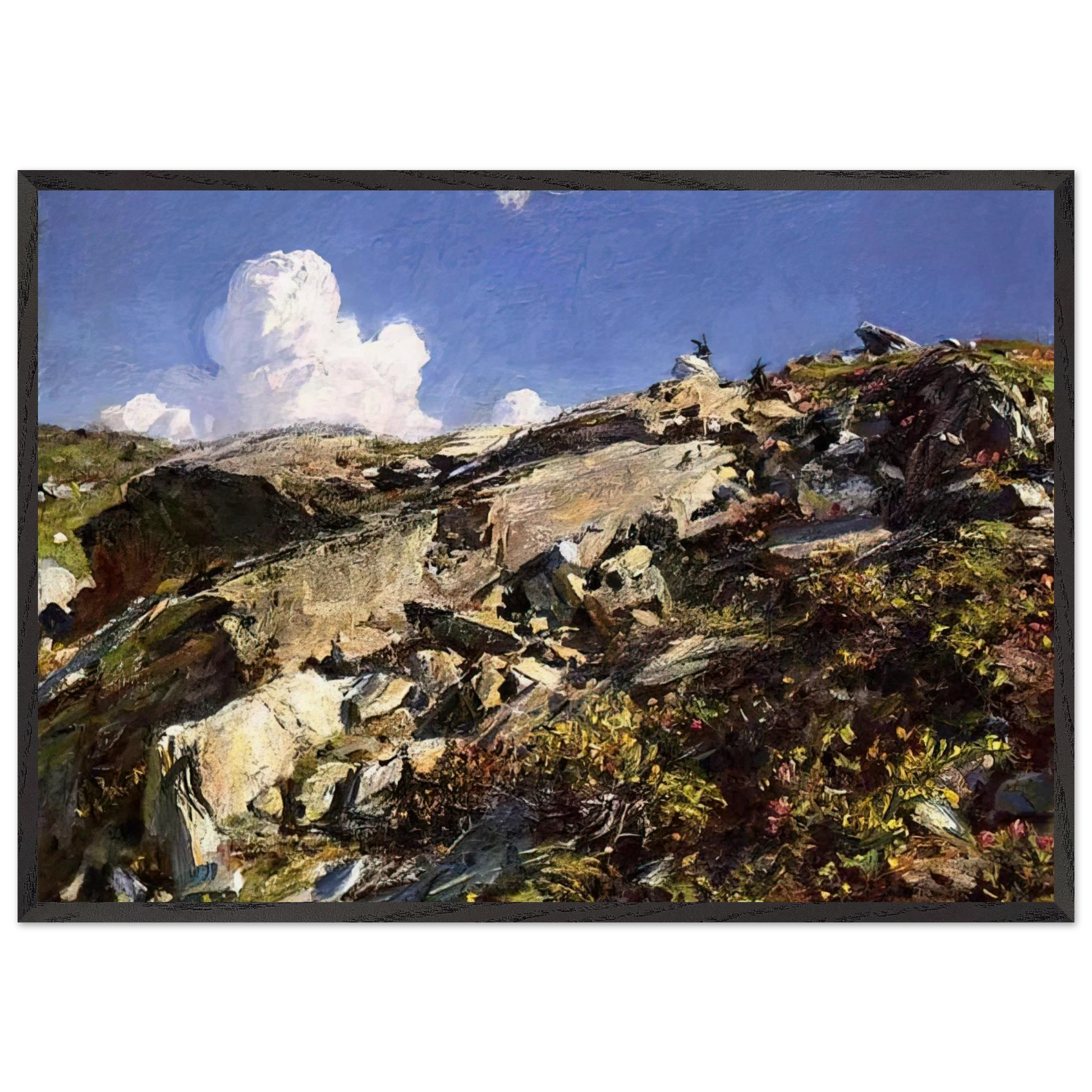 In the Alps - John Singer Sargent 70x100 cm / 28x40 inches Framed Art Print – Black Wooden Frame