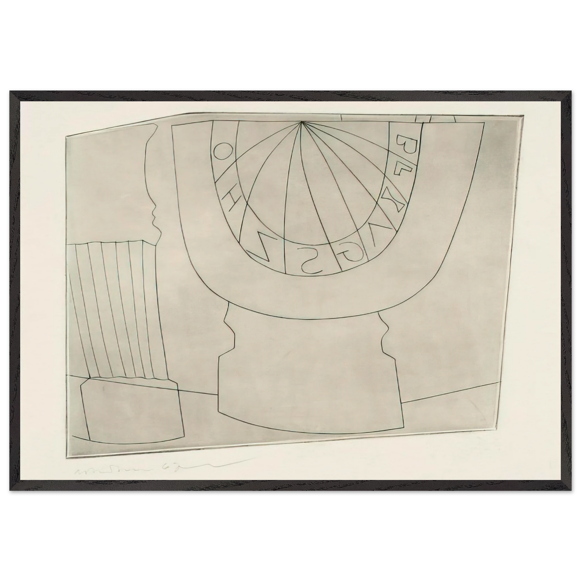 Turkish sundial  column - 1967 - Ben Nicholson Framed Art Print – Black Wooden Frame - Default Title - -Framed Art Print