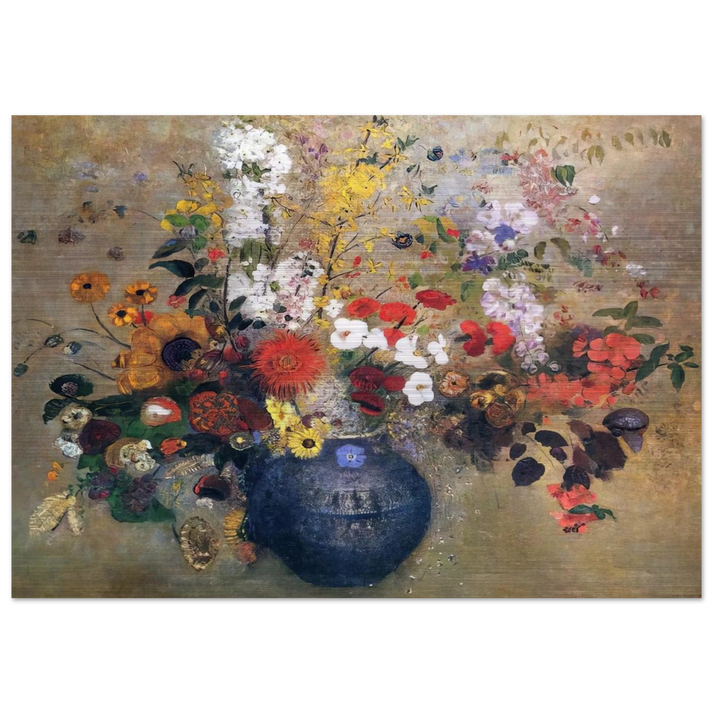 FLOWERS 1909 - Odilon Redon Brushed Aluminum Print - 70x100 cm / 28x40 inches | Odilon Redon Aluminum Print | Odilon Redon Prints