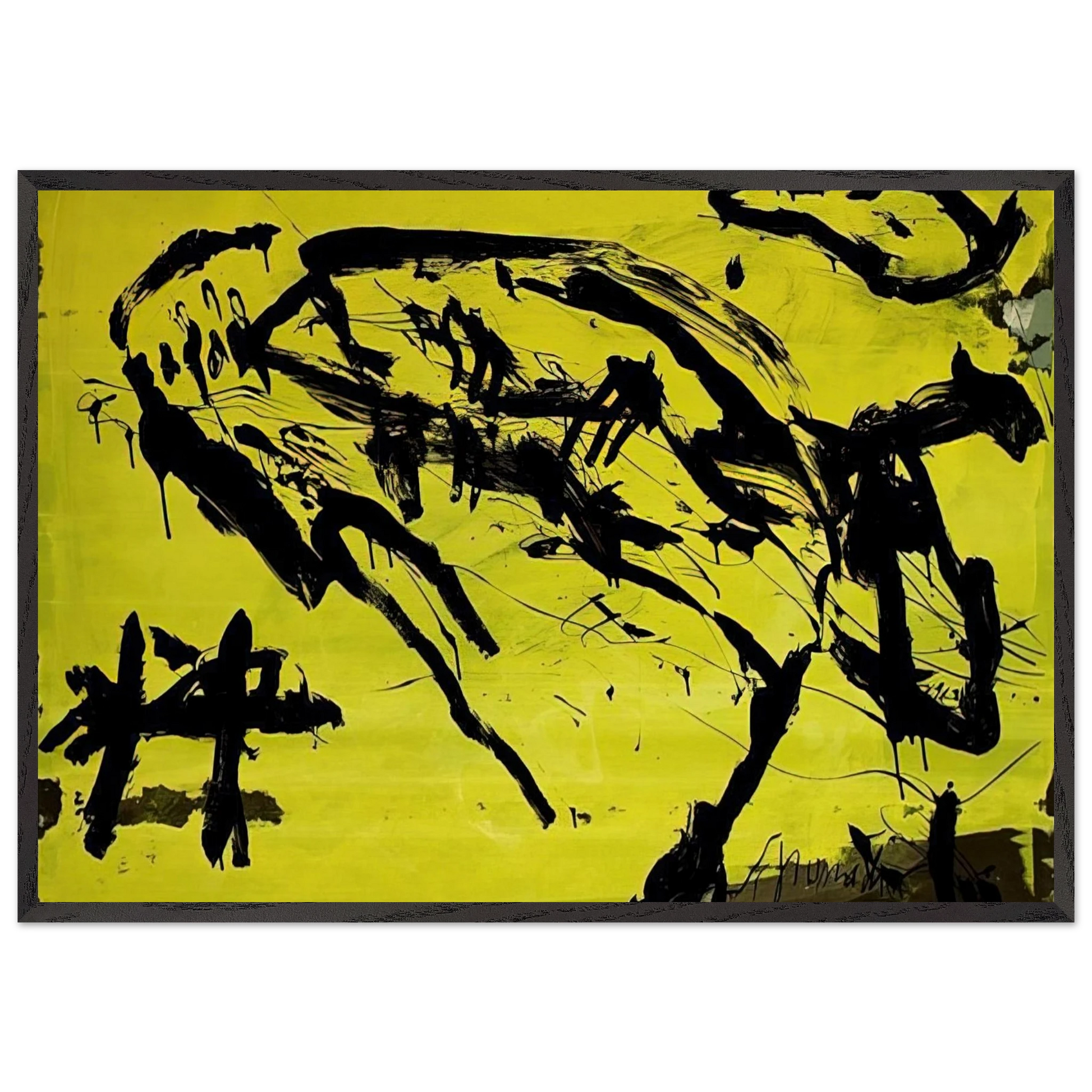 Hirschkuh - Tachisme - Emil Schumacher Framed Art Print – Black Wooden Frame - Default Title - -Framed Art Print