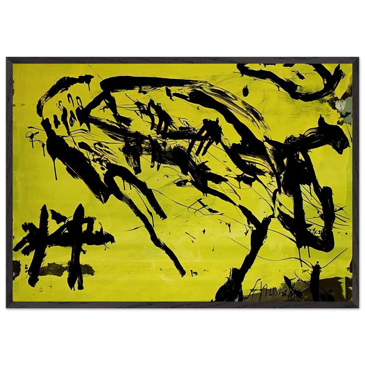 Hirschkuh - Tachisme - Emil Schumacher 70x100 cm / 28x40 inches Framed Art Print – Black Wooden Frame